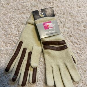 Vintage 90s Gloves Hanes Her Way Ladies One Size Knit Driving Beige Brown NOS